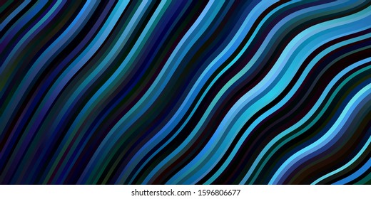 Dark BLUE vector background with curved lines. Colorful illustration in circular style with lines. Smart design for your promotions.