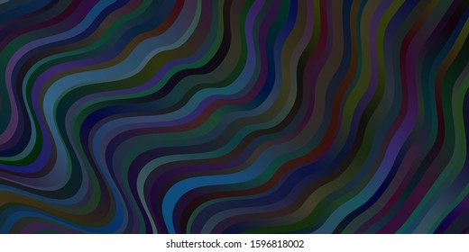 Dark BLUE vector background with curved lines. Abstract illustration with bandy gradient lines. Best design for your ad, poster, banner.