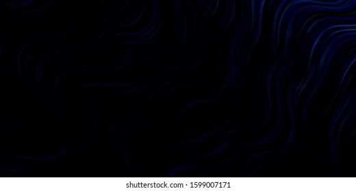 Dark BLUE vector background with curved lines. Colorful geometric sample with gradient curves.  Design for your business promotion.
