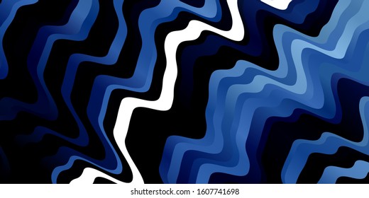 Dark BLUE vector background with curved lines. Abstract gradient illustration with wry lines. Pattern for websites, landing pages.