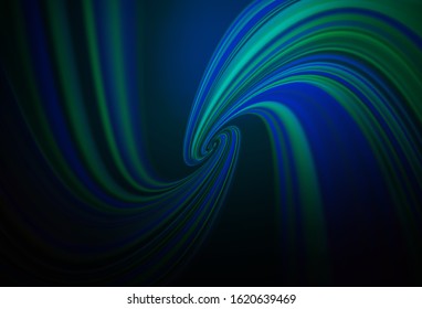 Dark BLUE vector background with curved lines. Creative illustration in halftone style with gradient. Elegant pattern for a brand book.