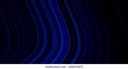 Dark BLUE vector background with curved lines. Abstract gradient illustration with wry lines. Design for your business promotion.
