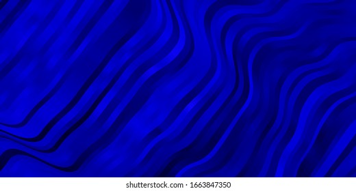 Dark BLUE vector background with curved lines. Illustration in halftone style with gradient curves. Smart design for your promotions.