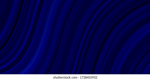 Dark BLUE vector background with curved lines. Colorful geometric sample with gradient curves.  Pattern for websites, landing pages.