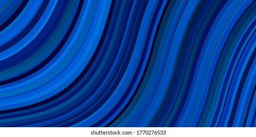 Fondo vector azul oscuro con líneas curvas. Ilustración colorida en estilo circular con líneas. Diseño inteligente para sus promociones.