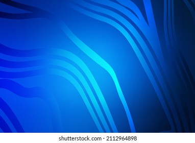 Fondo vector azul oscuro con líneas curvas. Ilustración inteligente en estilo abstracto con líneas de degradado.  Plantilla sencilla para su diseño.