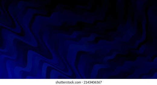 Dark BLUE vector background with curved lines. Bright sample with colorful bent lines, shapes. Best design for your ad, poster, banner.