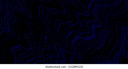 Fondo vector azul oscuro con líneas curvas. Ilustración abstracta con líneas de degradado de banda. Patrón para sitios web, páginas de inicio.