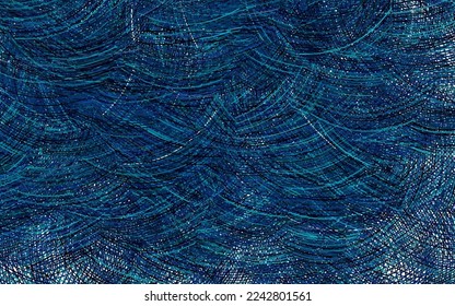 Dunkler, blauer Vektorhintergrund mit geschwungenen Linien. Moderne Farbverlauf-Abstrakte Illustration mit Bandbreiten. Business Design für Poster, Banner.
