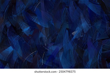 Dark BLUE vector background with curved lines. Shining colorful illustration in simple curve style. Business design for posters, banners.