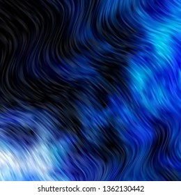 Dark BLUE vector background with curves. Illustration in halftone style with gradient curves. Pattern for commercials, ads.