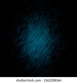 Dark BLUE vector background with curves. Abstract illustration with bandy gradient lines. Pattern for booklets, leaflets.
