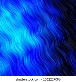 Dark BLUE vector background with curves. Gradient illustration in simple style with bows. Pattern for commercials, ads.