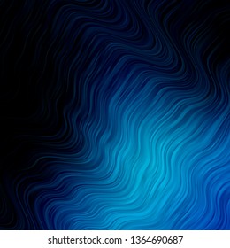 Dark BLUE vector background with curves. Colorful geometric sample with gradient curves.  Best design for your posters, banners.