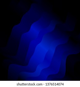 Dark BLUE vector background with curves. Colorful abstract illustration with gradient curves. Pattern for busines booklets, leaflets