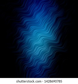 Dark BLUE vector background with curves. Gradient illustration in simple style with bows. Design for your business promotion.