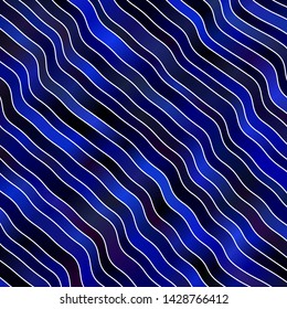 Dark BLUE vector background with curves. Brand new colorful illustration with bent lines. Pattern for websites, landing pages.