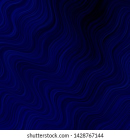 Dark BLUE vector background with curves. Colorful abstract illustration with gradient curves. Pattern for websites, landing pages.