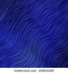 Dark BLUE vector background with curves. Colorful illustration in circular style with lines. Pattern for busines booklets, leaflets