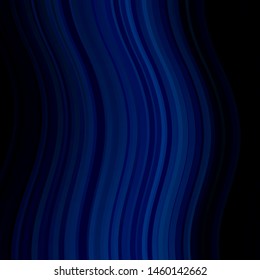 Dark BLUE vector background with curves. Colorful geometric sample with gradient curves. Pattern for websites, landing pages.