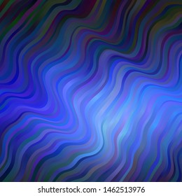 Dark BLUE vector background with curves. Illustration in abstract style with gradient curved.  Pattern for booklets, leaflets.