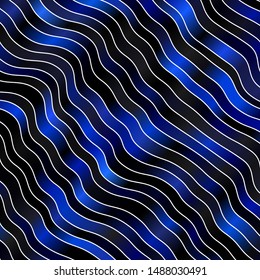 Dark BLUE vector background with curves. Colorful illustration with curved lines. Best design for your ad, poster, banner.