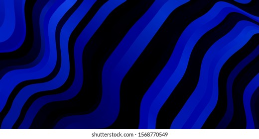 Dark BLUE vector background with curves. Colorful illustration with curved lines. Best design for your ad, poster, banner.