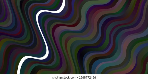 Dark BLUE vector background with curves. Colorful abstract illustration with gradient curves. Pattern for busines booklets, leaflets