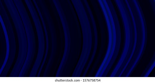 Dark BLUE vector background with curves. Illustration in abstract style with gradient curved.  Template for cellphones.