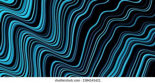 Dark BLUE vector background with curves. Colorful geometric sample with gradient curves.  Pattern for websites, landing pages.