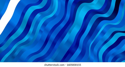 Dark BLUE vector background with curves. Brand new colorful illustration with bent lines. Template for cellphones.