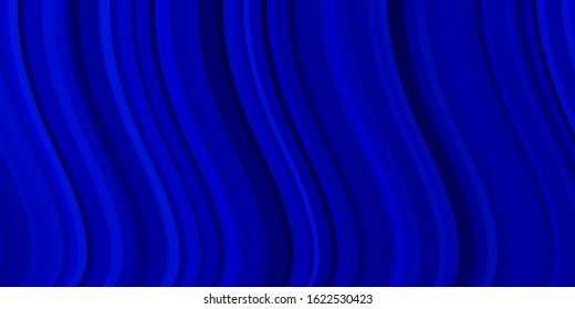 Dark BLUE vector background with curves. Colorful illustration in abstract style with bent lines. Pattern for booklets, leaflets.