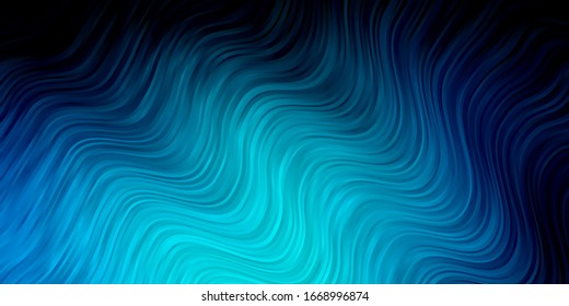 Fondo vectorial azul oscuro con curvas. Ilustración en estilo de medio tono con curvas degradadas. Mejor diseño para tu anuncio, afiche, banner.