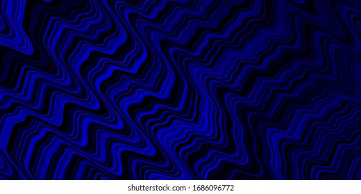 Dark BLUE vector background with curves. Illustration in halftone style with gradient curves. Best design for your ad, poster, banner.