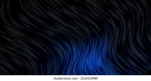 Fondo vector azul oscuro con curvas. Ilustración abstracta con líneas de degradado de banda. Mejor diseño para tu anuncio, afiche, banner.