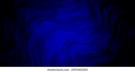 Dark BLUE vector background with curves. Colorful illustration in abstract style with bent lines. Pattern for booklets, leaflets.
