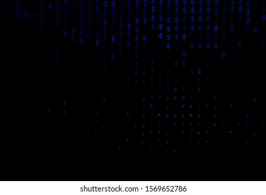 Dark BLUE vector background with dollar, USD, usa. Illustration with dollar, USD, usa signs on white template. Best design for your ad, poster, banner of money.