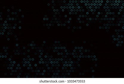 Dark BLUE vector  background with dots. Illustration with set of shining colorful abstract circles. Completely new template for your brand book.