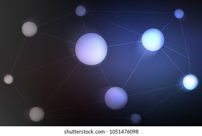 Dark BLUE vector background with dots and lines. Design with connection of dots and lines on colorful background. Completely new template for your brand book.