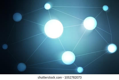 Dark BLUE vector background with dots and lines. Abstract illustration with colorful discs and triangles. Pattern can be used for beautiful websites.