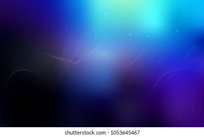 Dark BLUE vector background with dots. Illustration with set of shining colorful abstract circles. The pattern can be used for beautiful websites.