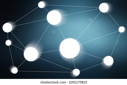 Dark BLUE vector background with dots and lines. Decorative design in abstract style with triangle structure. Pattern can be used for futuristic ad, booklets.