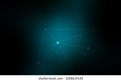 Dark BLUE vector background with dots and lines. Colorful illustration with circles and lines in futuristic style. Pattern can be used for beautiful websites.