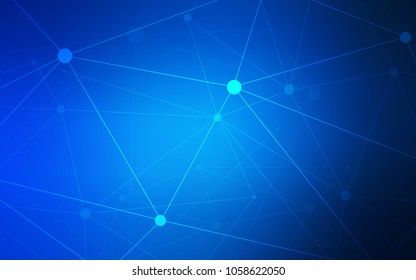 Dark BLUE vector background with dots and lines. Design with connection of dots and lines on colorful background. Pattern can be used for beautiful websites.