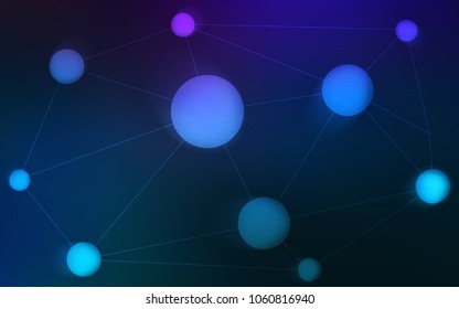 Dark BLUE vector background with dots and lines. Design with connection of dots and lines on colorful background. Pattern can be used for beautiful websites.