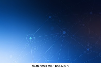 Dark BLUE vector background with dots and lines. Decorative design in abstract style with triangle structure. Pattern can be used for ads, leaflets.