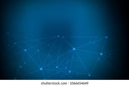 Dark BLUE vector background with dots and lines. Colorful illustration with circles and lines in futuristic style. Pattern can be used for futuristic ad, booklets.
