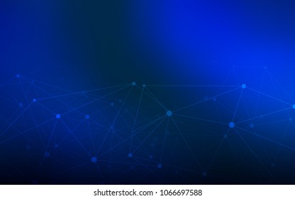Dark BLUE vector background with dots and lines. Modern abstract colorful illustration with spheres and lines. Pattern can be used for futuristic ad, booklets.