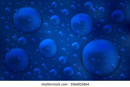 Dark BLUE vector background with dots. Blurred bubbles on abstract background with colorful gradient. Pattern can be used as texture of water, rain drops.