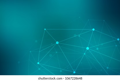Dark BLUE vector background with dots and lines. Colorful illustration with circles and lines in futuristic style. New design for ad, poster, banner of your website.